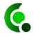A circular logo featuring a gradient green design with a smaller solid green circle at the bottom right.